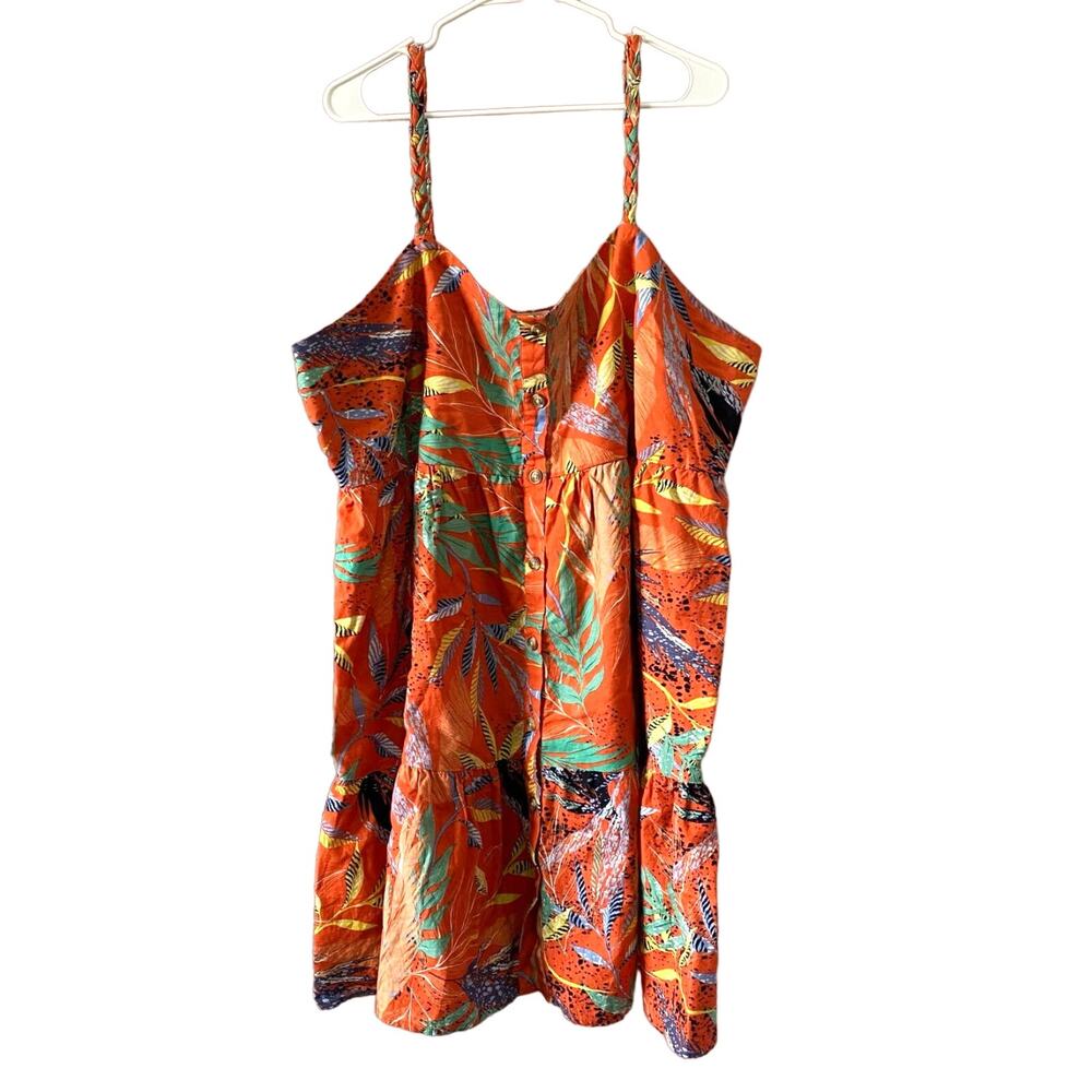 BeachLunchLounge Women's Botanical Linen Blend Dress Size XXXL
